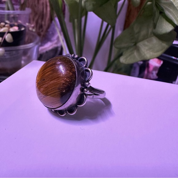 Vintage Sterling silver tigers eye stone ring southwestern jewelry - Picture 5 of 6